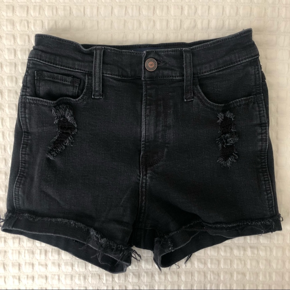 Hollister high-waisted black jean shorts